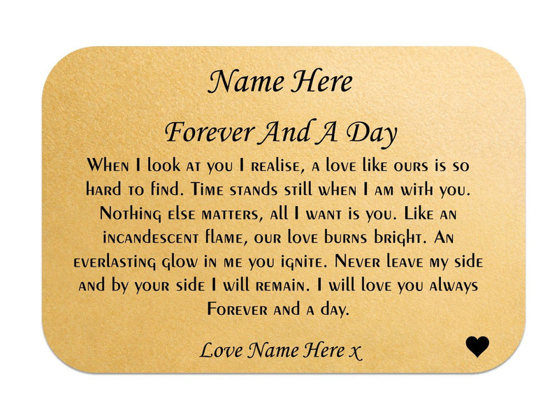 Forever and a Day Personalised Love Wallet Card - PureEssenceGreetings 