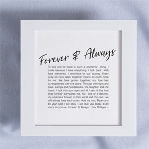 Forever & Always Personalised Mounted Love Poem Card PureEssenceGreetings 
