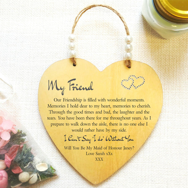Be My Bridesmaid Friendship Personalised Large Heart Sign Plaque PureEssenceGreetings 