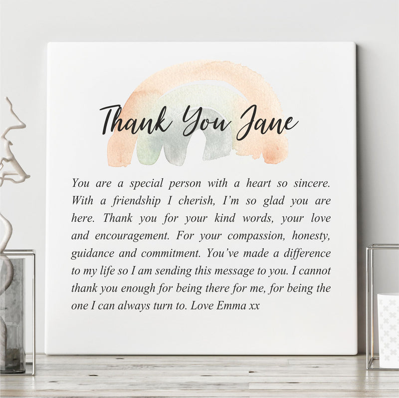 Thank You - Friendship Poem - Ceramic Personalised Plaque PureEssenceGreetings 