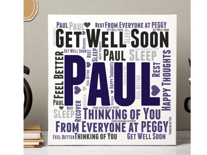 Get Well Soon Personalised Word Art Card - PureEssenceGreetings 