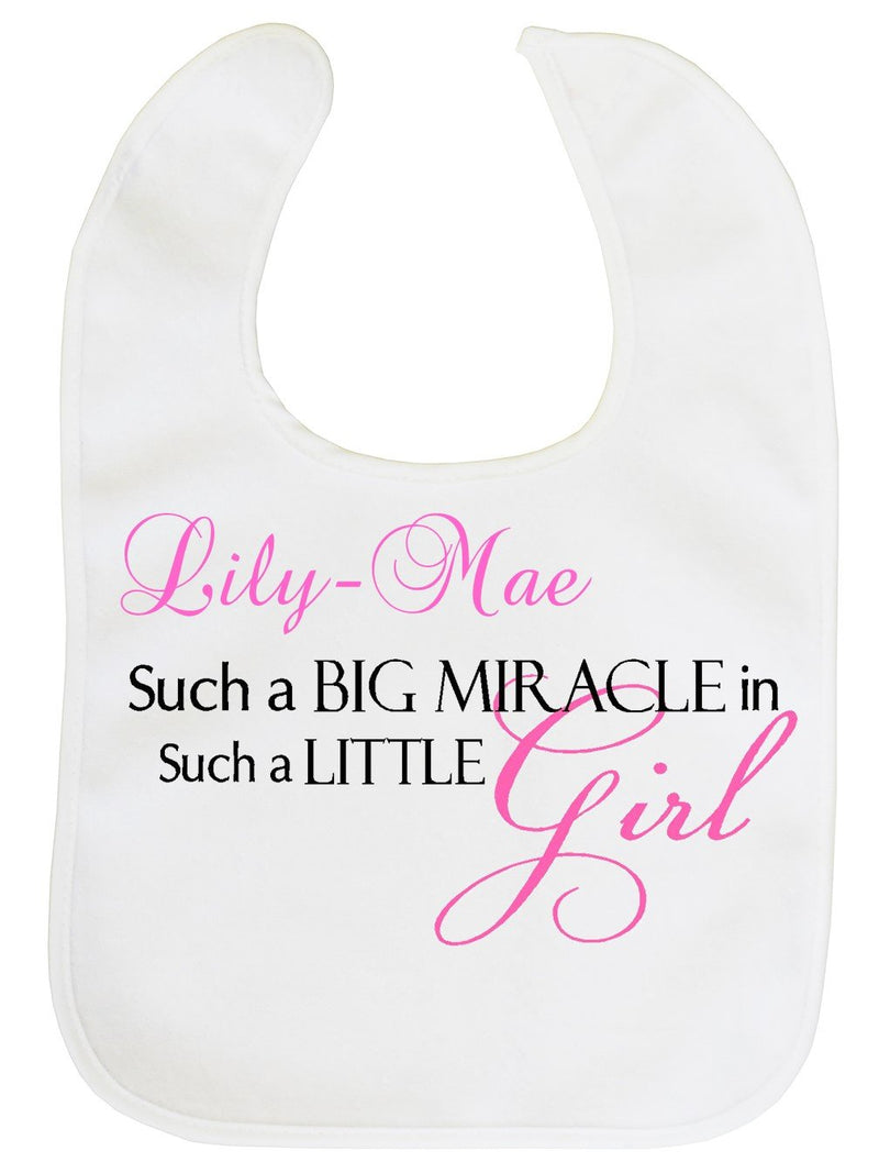 Baby Girl Personalised Bib - Little Miracle |  PEGGY