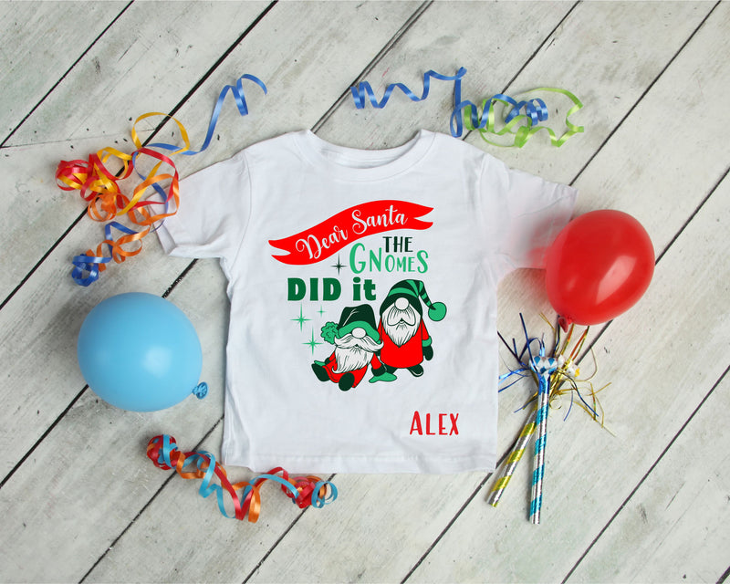 Children's Christmas Gnome Personalised T-shirt PureEssenceGreetings
