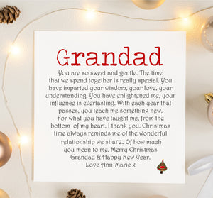 Grandad Personalised Christmas Poem Card PureEssenceGreetings 
