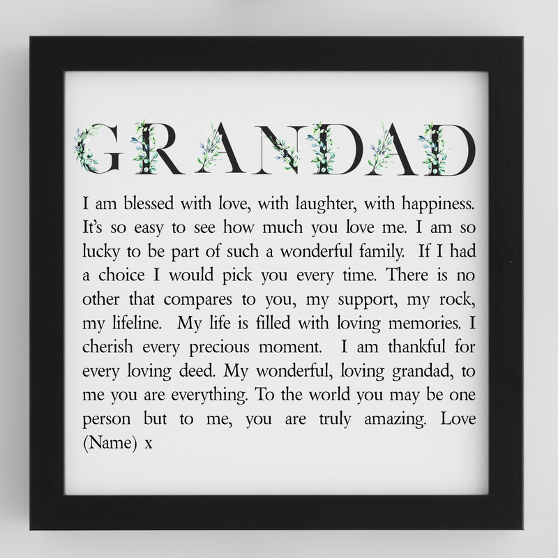 Grandad Personalised Framed Poem - PureEssenceGreetings 