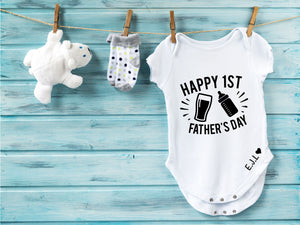 Happy 1st Father's Day Personalised Babygrow - PureEssenceGreetings 