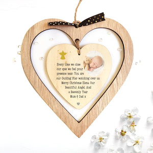 Children's Christmas Memory Personalised Photo Wood Decoration PureEssenceGreetings 