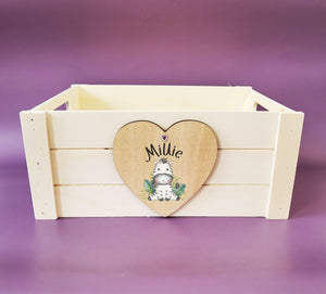Personalised Children's Wooden Crate | Heart Design PureEssenceGreetings