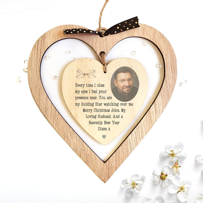 Personalised Remembrance Christmas Husband Hanging Heart Plaque PureEssenceGreetings 