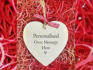 Personalised Wood Heart - Own Text | Gift Tag | Plaque | Decoration Pure Essence Greetings