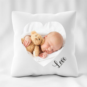 Personalised Faux Silk Photo Collage Cushion | Heart Design PureEssenceGreetings