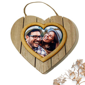 Personalised Heart Wood Photo Wall Plaque PureEssenceGreetings