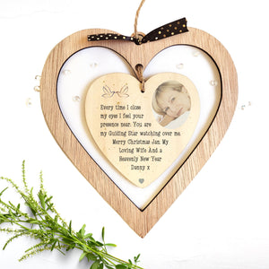 Wife Personalised Special Memory Christmas Hanging Photo Heart PureEssenceGreetings 