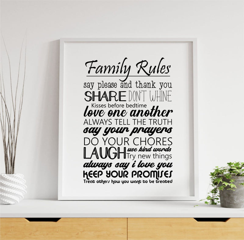 FAMILY RULES  Print | Unframed | Framed PureEssenceGreetings