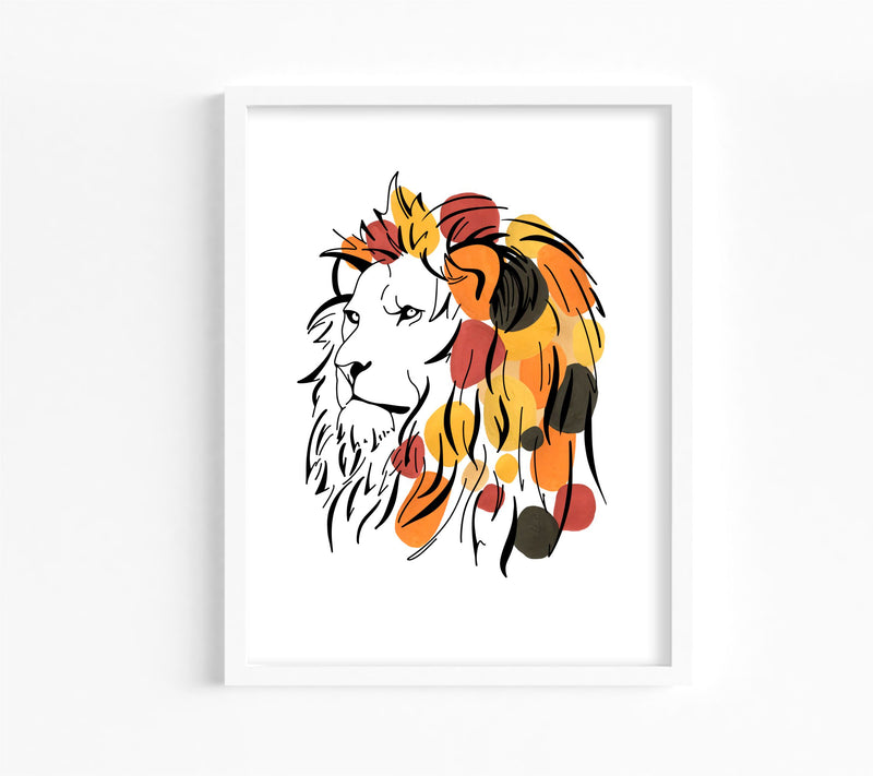 Abstract Lion Colour Print PureEssenceGreetings
