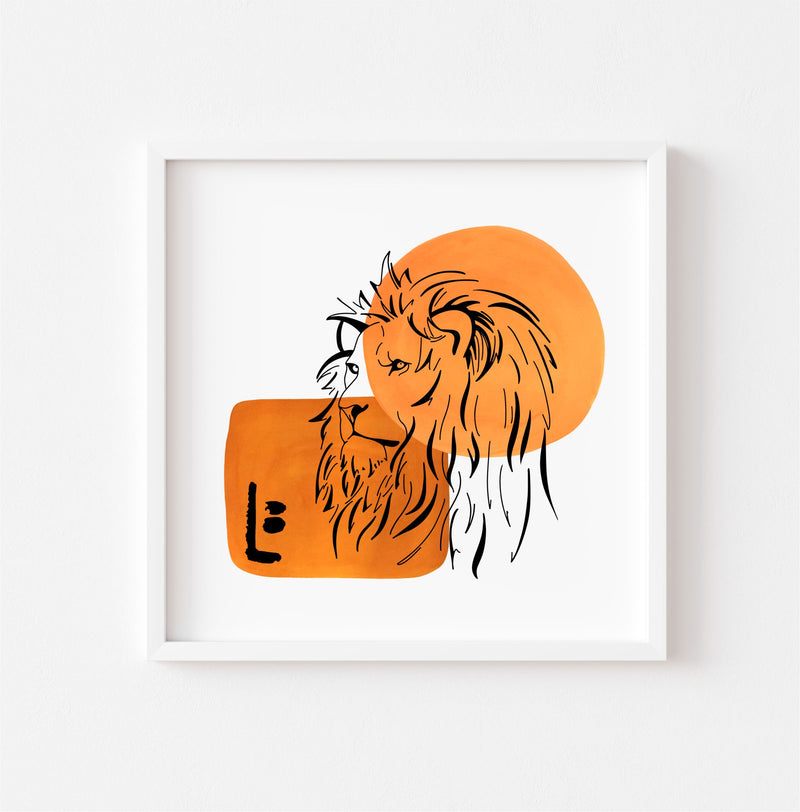 Bold Abstract Lion Colour Print PureEssenceGreetings