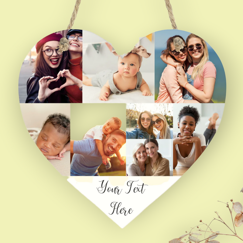 Photo Collage Personalised Heart Plaque | 8 Images PureEssenceGreetings