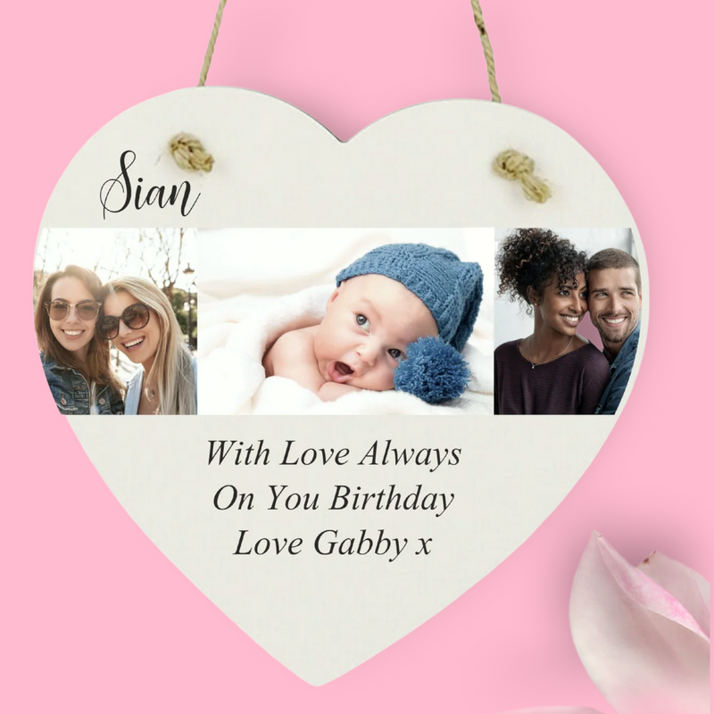 Photo Collage Personalised Heart Plaque | 3 Images PureEssenceGreetings