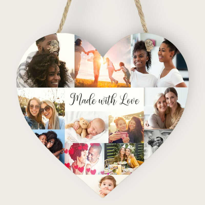 Photo Collage Personalised Heart Plaque | 12 Images PureEssenceGreetings