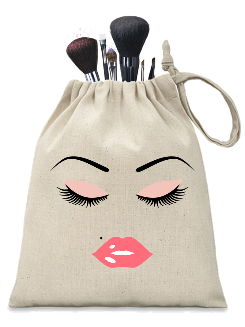 Pink Lashes and Lips Personalised Make-up Pouch - PureEssenceGreetings 