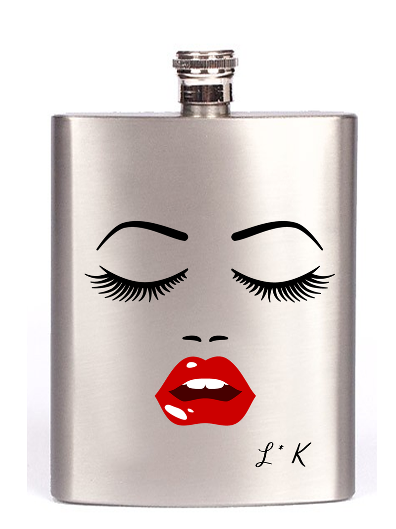 Lips & Lashes Personalised Hip Flask - PureEssenceGreetings 