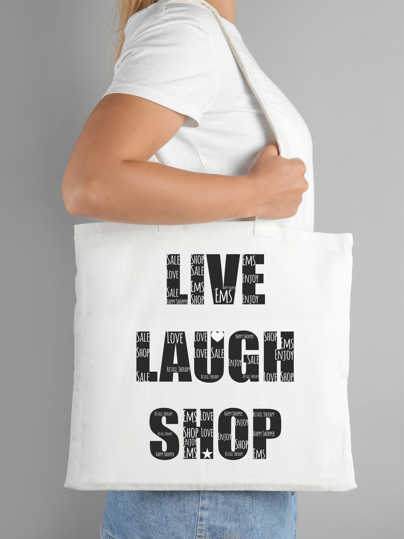 Personalised Shopping Tote Bag | Live laugh Shop PureEssenceGreetings