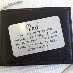 Love You Dad Personalised Wallet Card PureEssenceGreetings