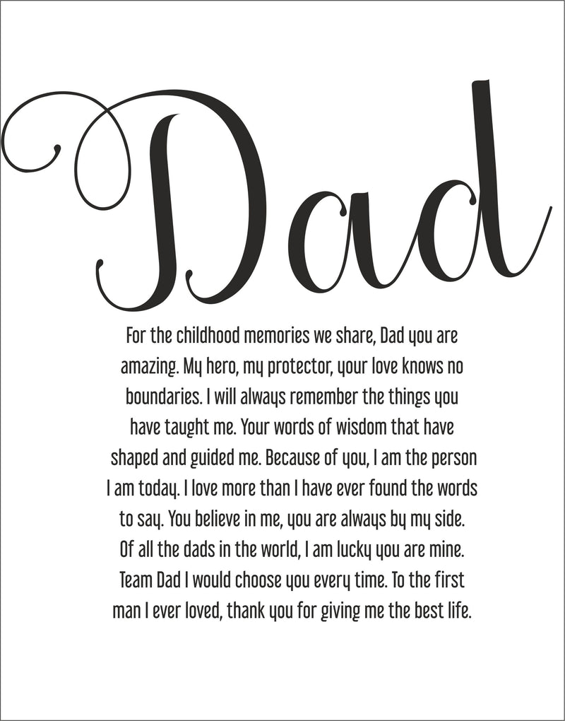 My First Hero Personalised Dad Framed Poem Print PureEssenceGreetings 