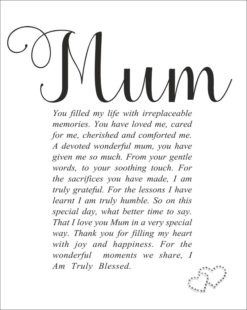Mum to Cherish Framed Personalised Print PureEssenceGreetings