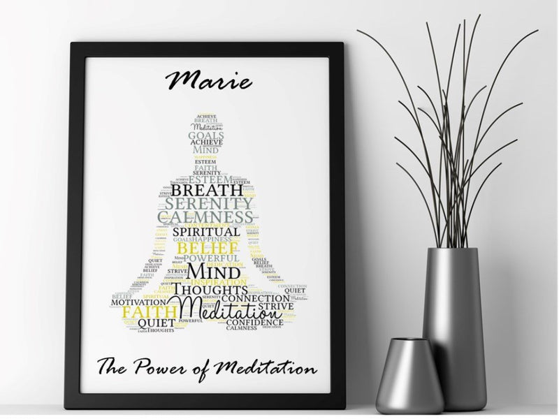 Meditation Personalised Framed Word Art - PureEssenceGreetings 