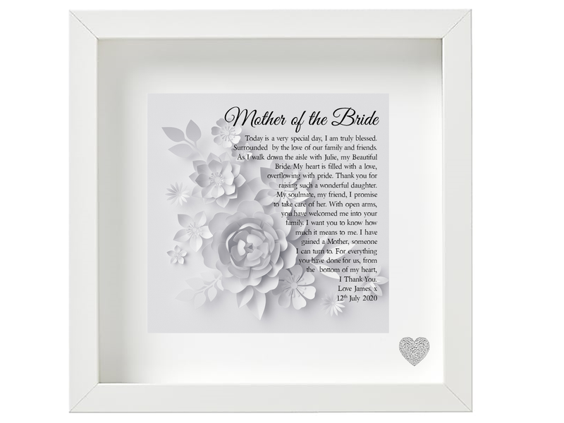 Mother of The Bride Poem Personalised Framed Poem from the Groom - PureEssenceGreetings 