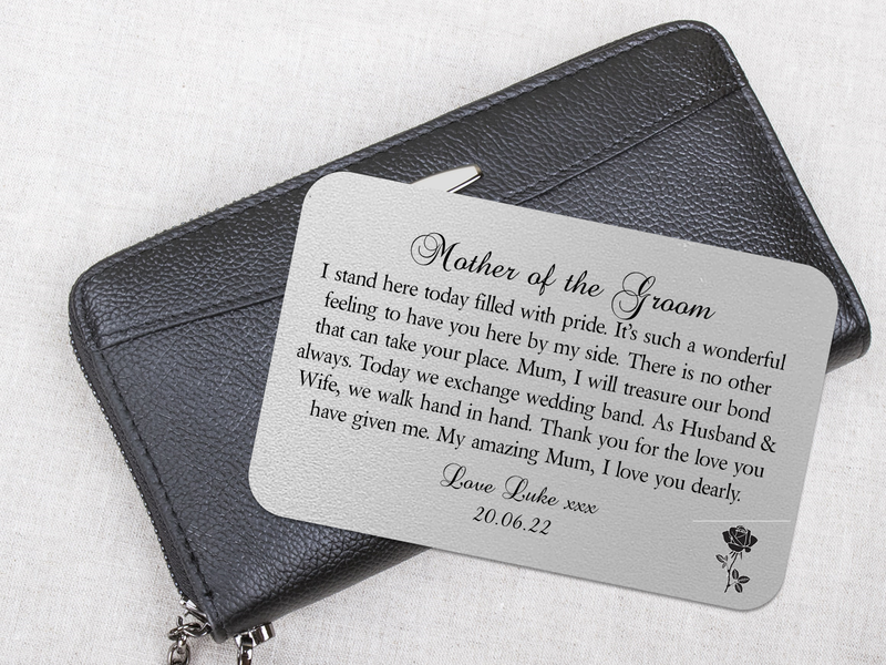 Personalised Wedding Wallet Card | Mother of the Bride | Mother of the Groom - PureEssenceGreetings 