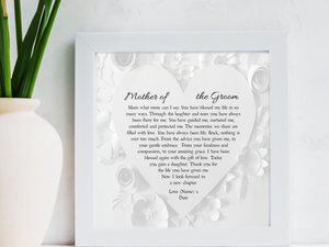 Mother of the Groom Personalised Box Framed Poem - PureEssenceGreetings 