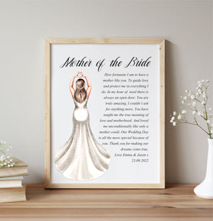 Mother of the Bride Personalised Framed Poem | Clip Art Illustration PureEssenceGreetings