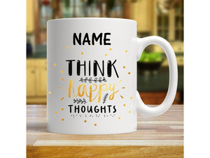 Think Happy Thoughts Personalised Get Well Soon Mug - PureEssenceGreetings 