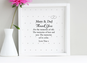 Mum & Dad Box Frame Personalised Quote - PureEssenceGreetings 