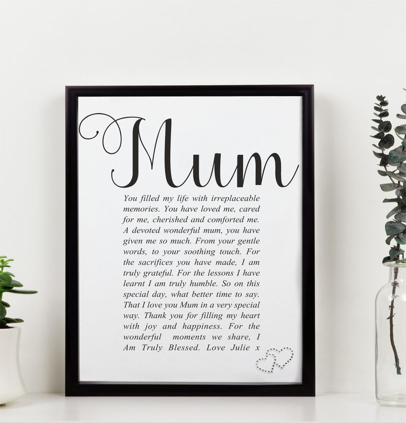 Mum to Cherish Framed Personalised Print PureEssenceGreetings