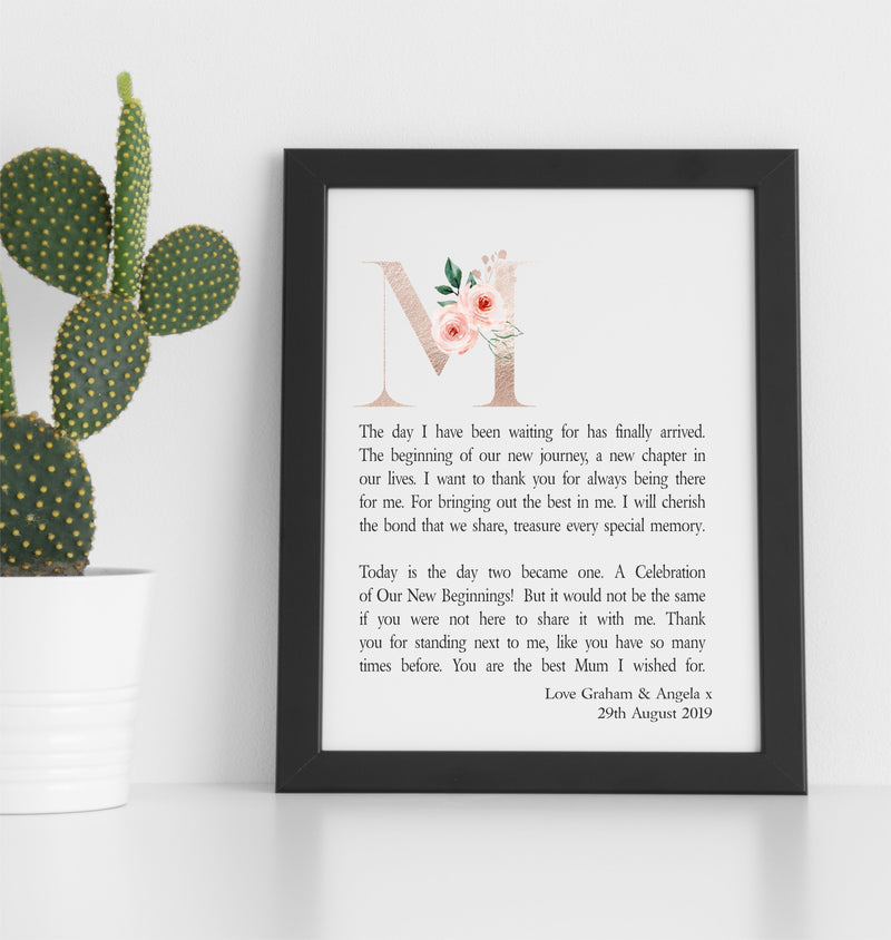 Framed Personalised Wedding Poem - Mother of the Bride | Mother of the Groom PureEssenceGreetings 