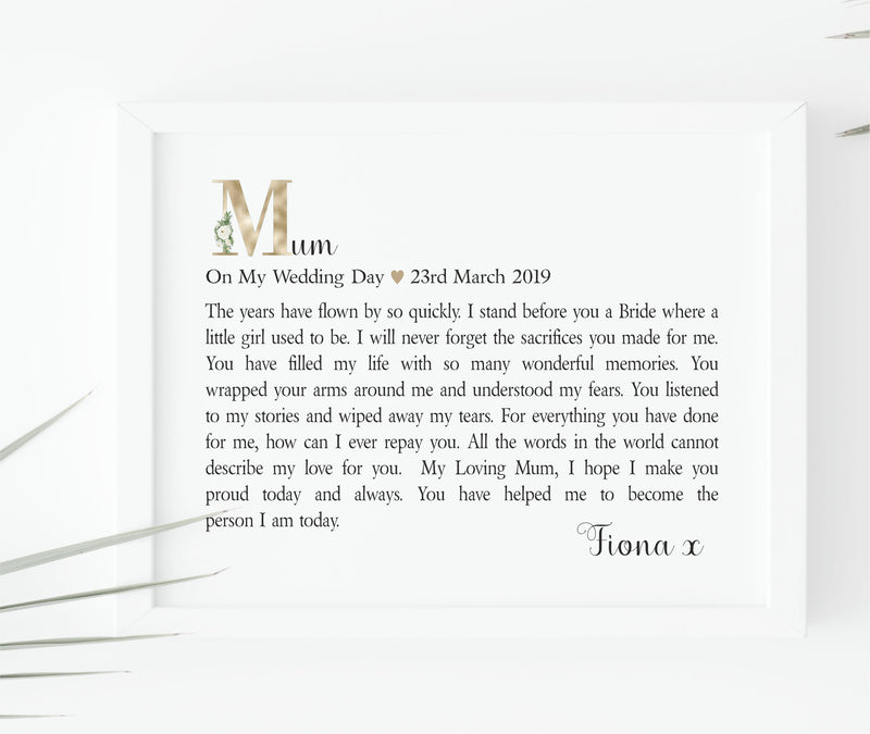 Mother of the Bride Personalised Frame | From Daughter PureEssenceGreetings