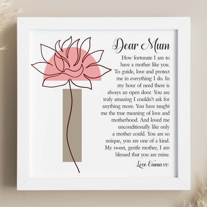 Wonderful Mother - Poem Personalised Print PureEssenceGreetings 