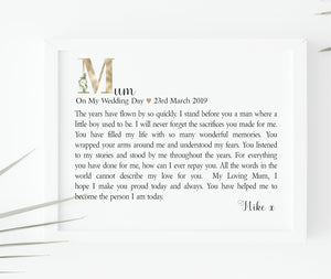 Mother of the Groom Personalised Frame | From Son PureEssenceGreetings