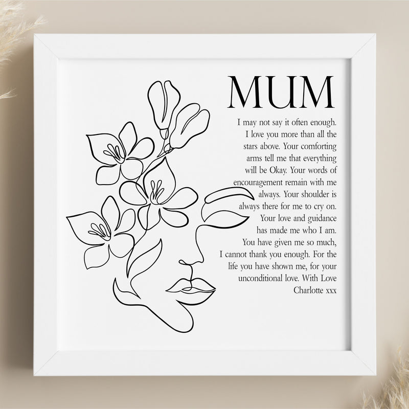 Personalised Mum Box Framed Poem | Unconditional Love PureEssenceGreetings 