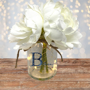 NAME Personalised LED Floral Candle Jar Light PureEssenceGreetings
