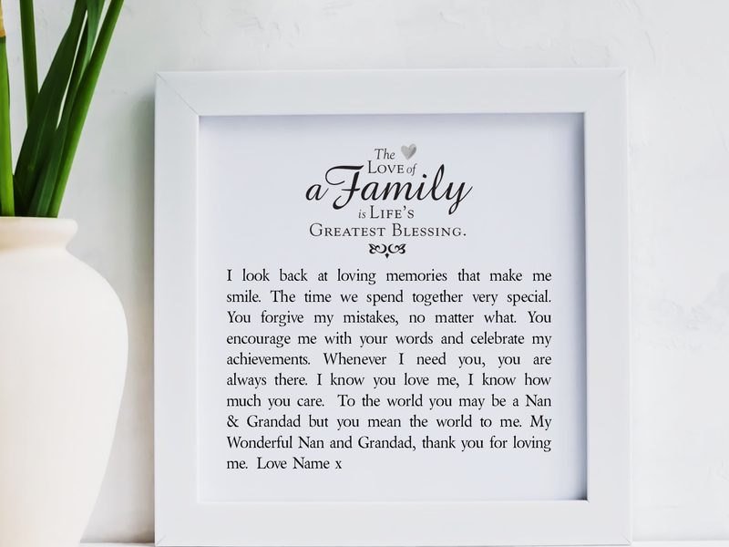 Nan & Grandad Personalised Framed Poem | Family - PureEssenceGreetings 