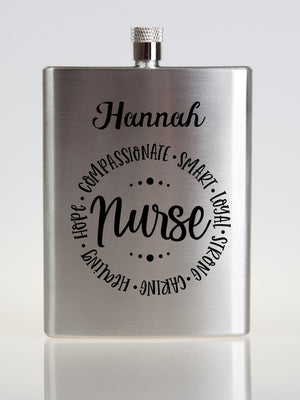Nurse Personalised Hip Flask - PureEssenceGreetings 