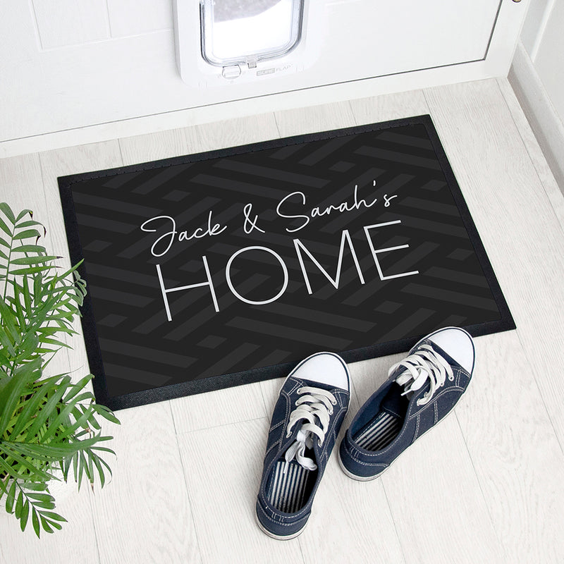 PERSONALISED GREY PATTERN DOORMAT PureEssenceGreetings