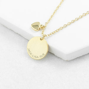 PERSONALISED HEART AND DISC FAMILY NECKLACE - PureEssenceGreetings 