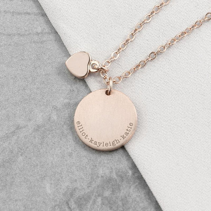 PERSONALISED HEART AND DISC FAMILY NECKLACE - PureEssenceGreetings 