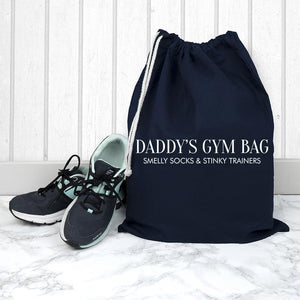 PERSONALISED COTTON NAVY GYM BAG