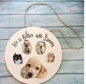 Pet Paw Collage Personalised Plaque PureEssenceGreetings